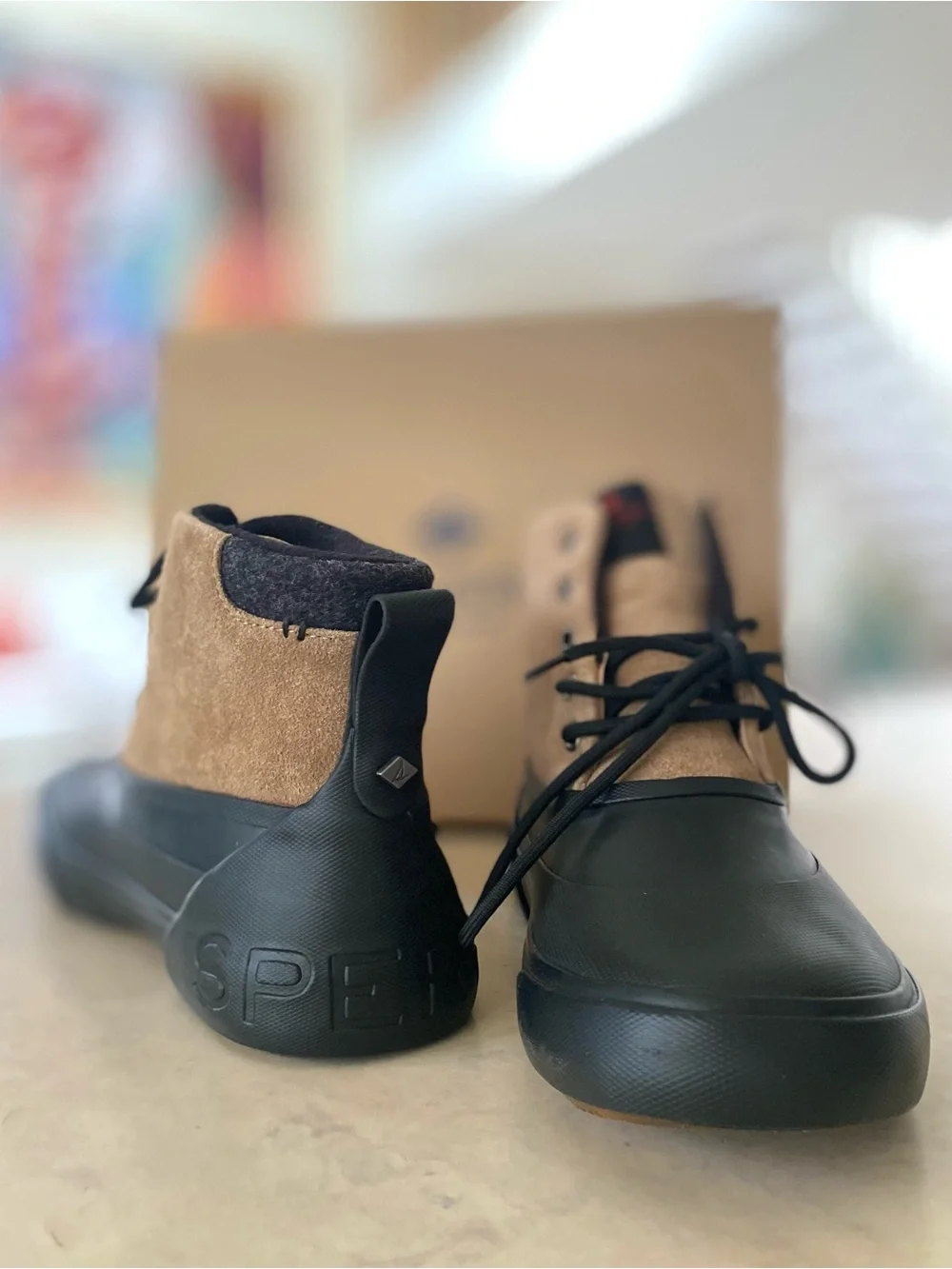 SPERRY MEN'S ICE BREAKER WATERPROOF BOOTS SIZE 9 TAN / BLACK,⁠ NEW IN BOX NIB